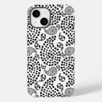Black And White Dog Paws And Hearts Paisley Print