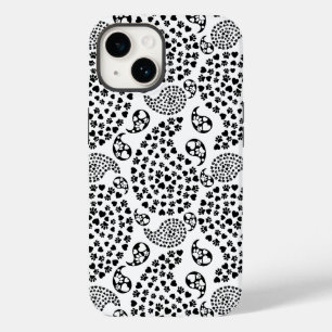 Black And White Dog Paws And Hearts Paisley Print Case-Mate iPhone 14 Case