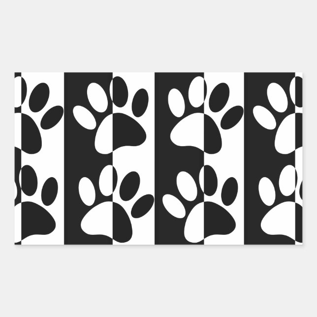 Black And White Dog Paws And Stripes Sticker (Front)