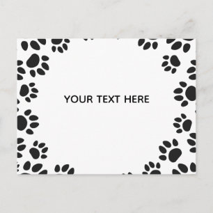 Black and White Dog Paws Custom Postcard