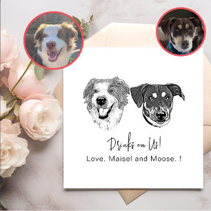 Black And White Dog Personalized Drinks On Us Napkin