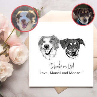 Black And White Dog Personalized Drinks On Us Napkin