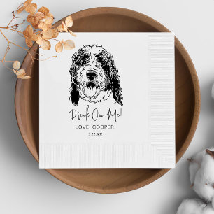 Black and White Dog Personalized Wedding Napkin