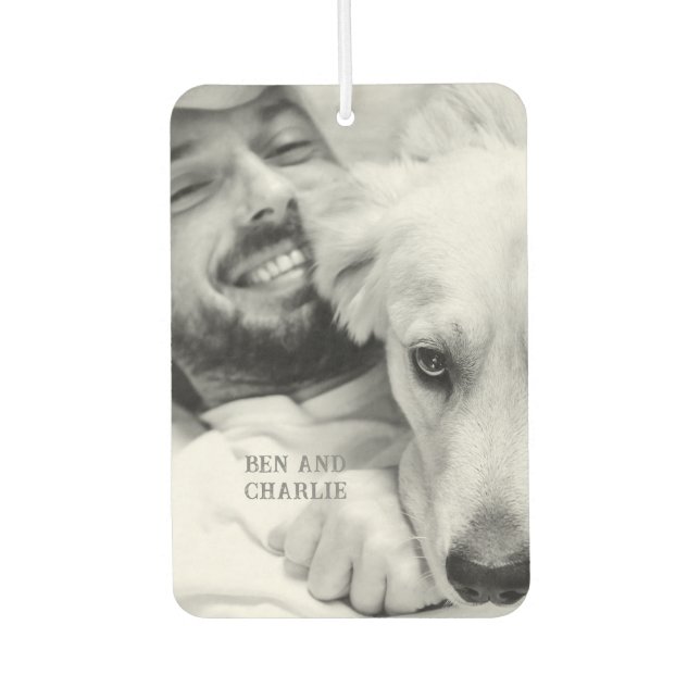 Black and White Dog Photo  Air Freshener (Front)