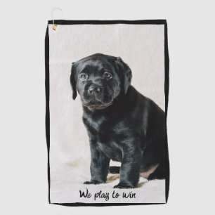 Black and White Dog Photo  Golf Towel