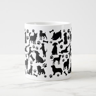 Black and White Dog Silhouette Large Coffee Mug