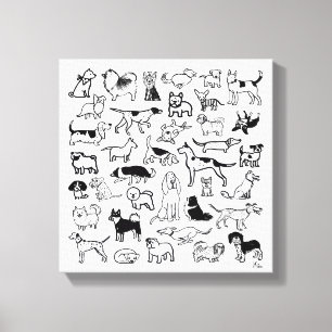 Black and White Dogs   A Variety of Dog Breeds Canvas Print