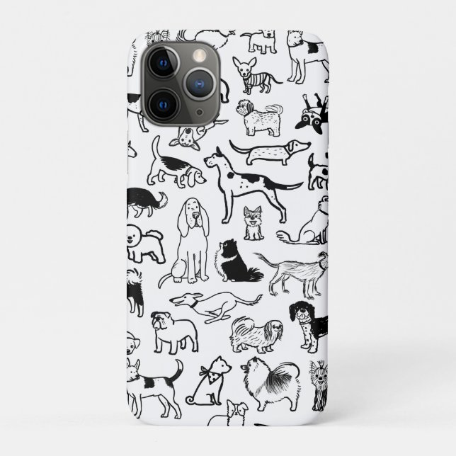Black and White Dogs Pattern | Cute Canine Lover's Case-Mate iPhone Case (Back)