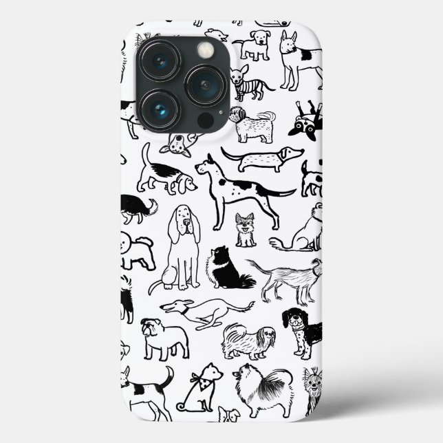 Black and White Dogs Pattern | Cute Canine Lover's Case-Mate iPhone Case (Back)