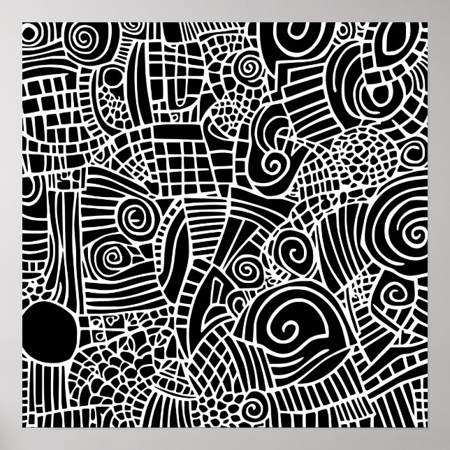 Black and white Doodle 800 Poster (Front)