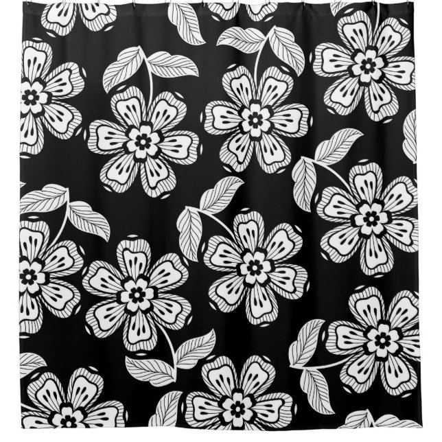 Black and white doodle flower patternblack,abstrac (Front)
