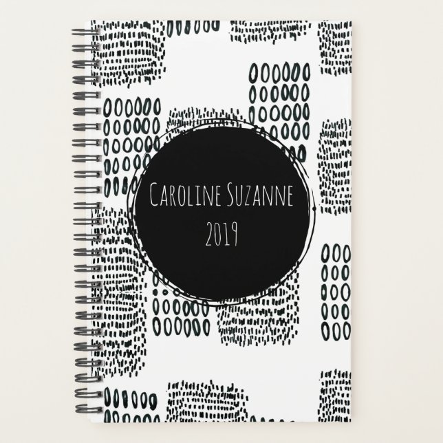 Black and white doodle planner (Front)