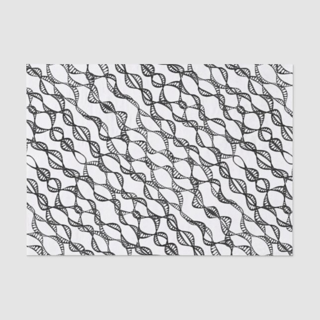 Black and White Doodle Ribbon Art Tissue Paper (Front)