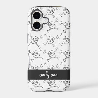 Black and White Doodle Skulls Pattern