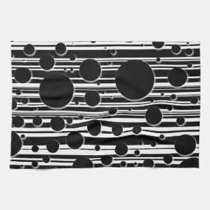 Black and White Dots and Stripes Kitchen Towel