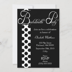 Black and White Dots Bachelorette Party Invitation