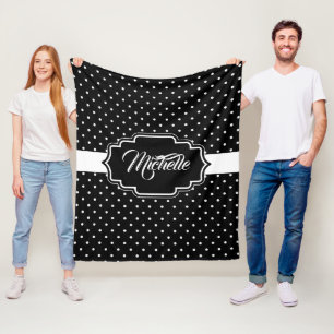 Black and White Dots Fleece Blanket