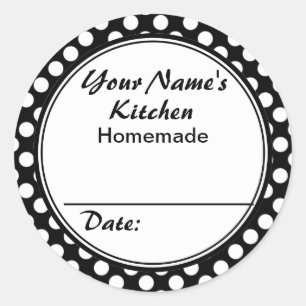 Black and White Dots From the Kitchen Personalized Classic Round Sticker