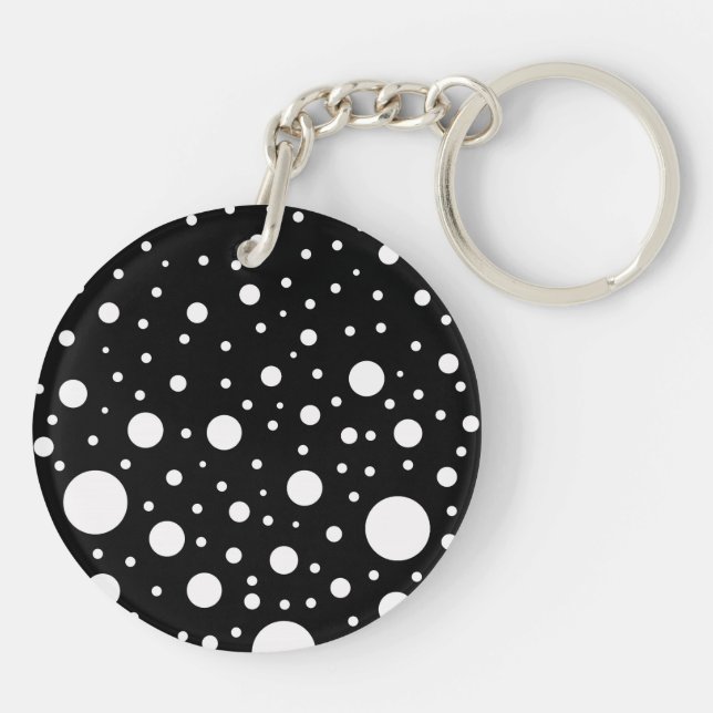 Black and White Dots Keychain (Back)