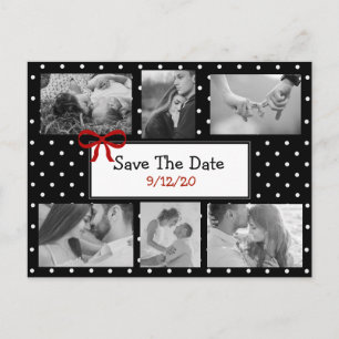 Black and White Dots Photo Save the Date Postcard