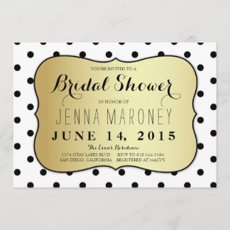 Black and White Dots w/ Gold Foil Bridal Shower Invitation