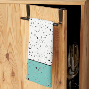 Black and white dots, with colour accent kitchen t towel