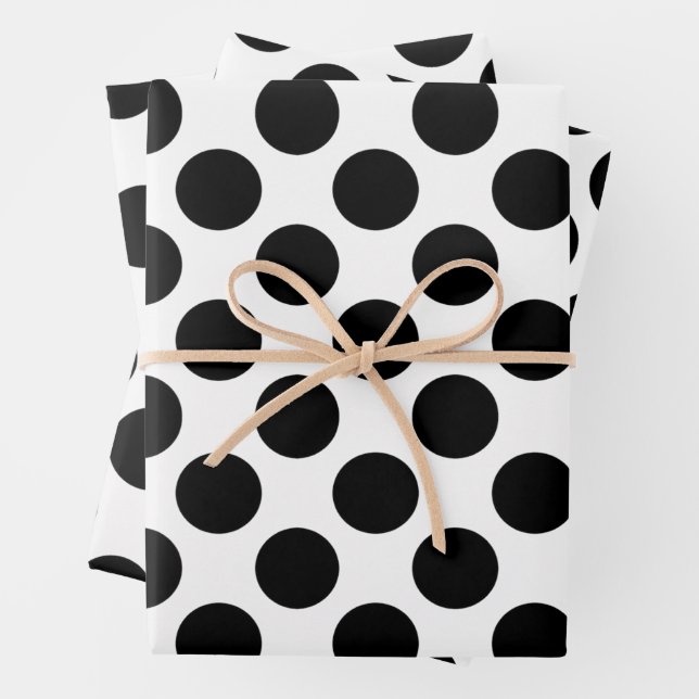 Black and White Dots Wrapping Paper Sheet (In situ)