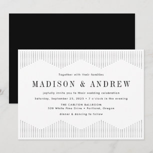 Black and White Dotted Deco Wedding Invitation