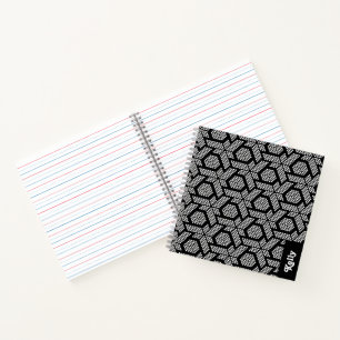 Black and white dotted geometric pattern notebook