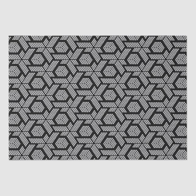 Black and white dotted geometric pattern wrapping  tissue paper (Front)