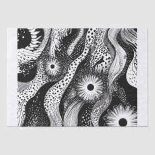 Black And White Dotted Waves Tissue Paper