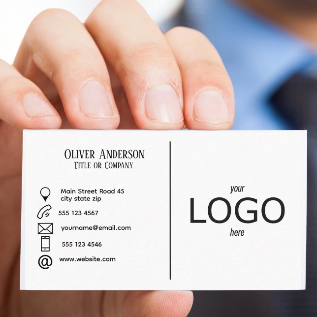 Black and White Double sided Logo Business Card (Modern double sided logo business card)