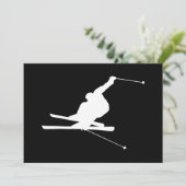 Black and White Downhill Skier Invitation (Standing Front)