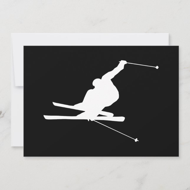 Black and White Downhill Skier Invitation (Front)