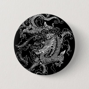 Black and White Dragon 2 Inch Round Button