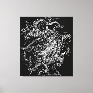Black and White Dragon Canvas Print