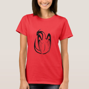 Black and White Dragon Fantasy Outline T-Shirt