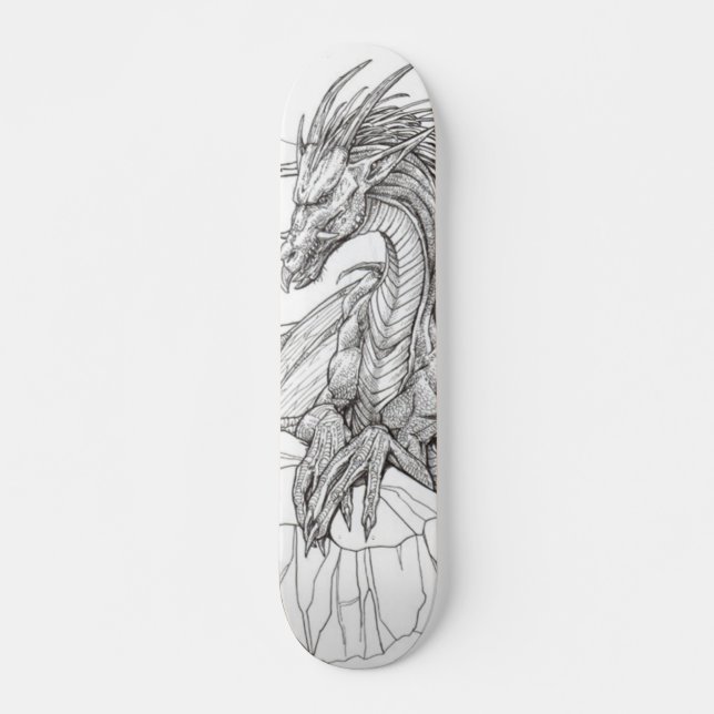 black and white dragon skateboard (Front)