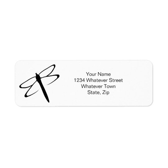 Black And White Dragonfly Return Address Label