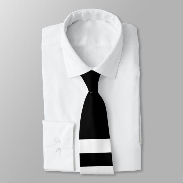 Black and White Dual-Striped Neck Tie (Tied)