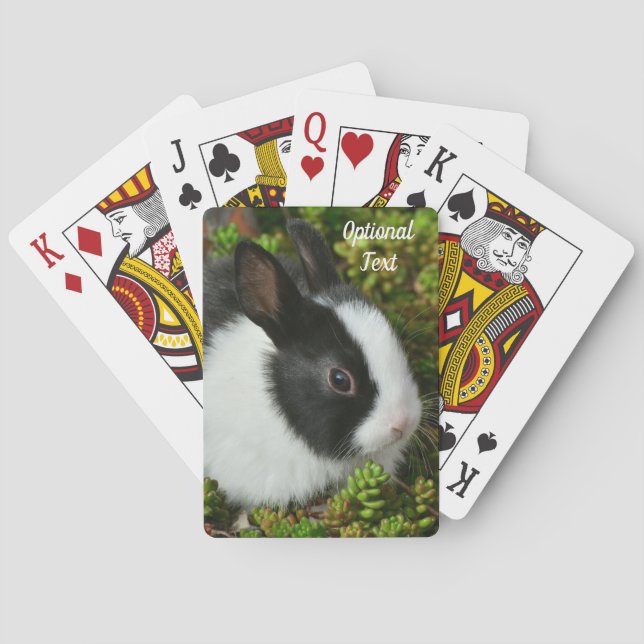 Black and White Dutch Dwarf Mini Bunny Rabbit Playing Cards (Back)
