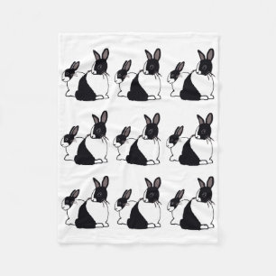 Black and White Dutch Rabbits Fleece Blanket