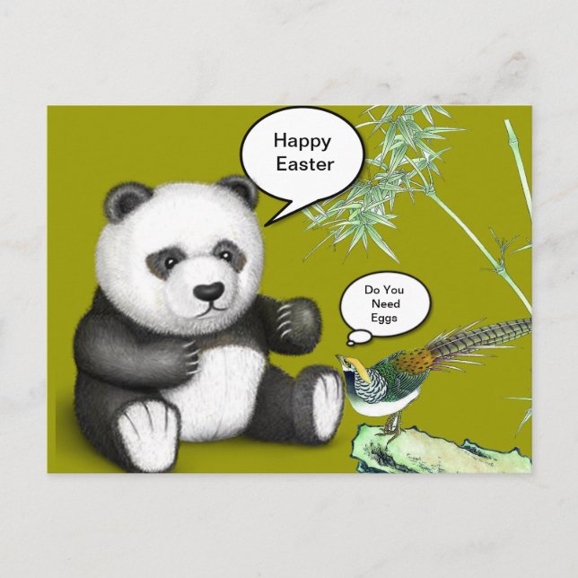 Black And White Easter Panda Holiday Postcard (Front)