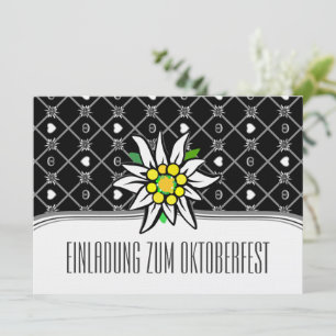Black and White Edelweiß Oktoberfest invitations