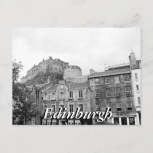 Black and white Edinburgh Castle Scotland postcard