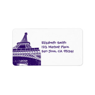 Black and White Eiffel Tower Address Labels
