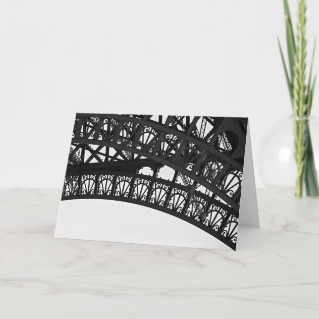 Black and White Eiffel Tower Arch Notecard (Front)