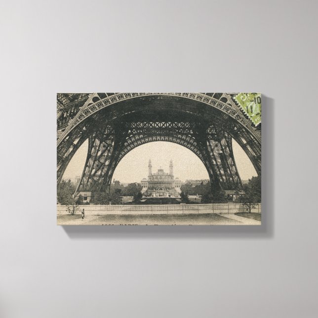 Black and White Eiffel Tower Base Canvas Print (Front)