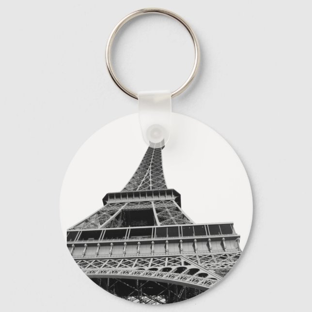 Black and White Eiffel Tower Keychain (Front)
