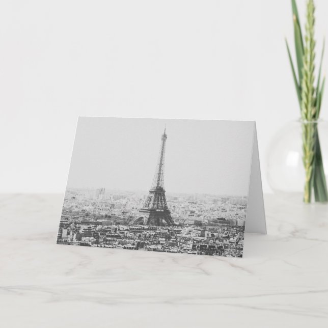 Black and White Eiffel Tower Paris Photography Card (Front)